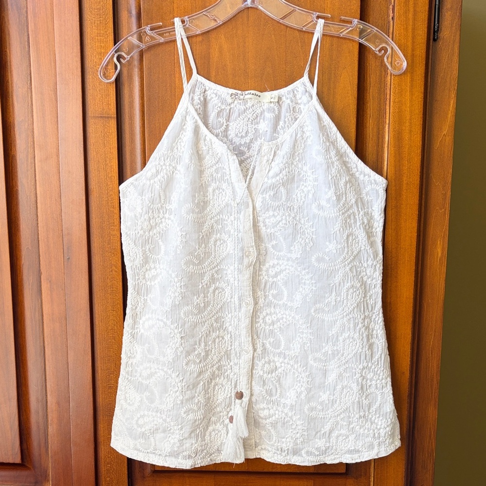 White Laffaire Lace Tank Top